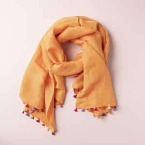 hand-woven scarf with tassels