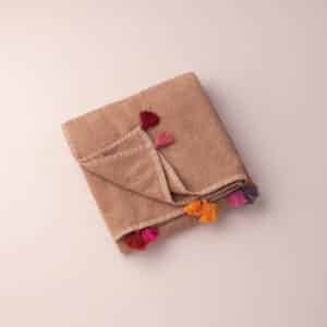 serviette de plage terracotta pompons bacci