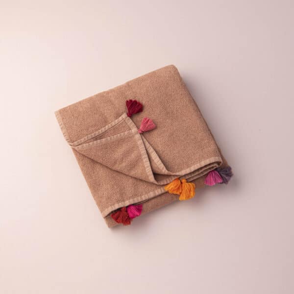 serviette de plage terracotta pompons bacci
