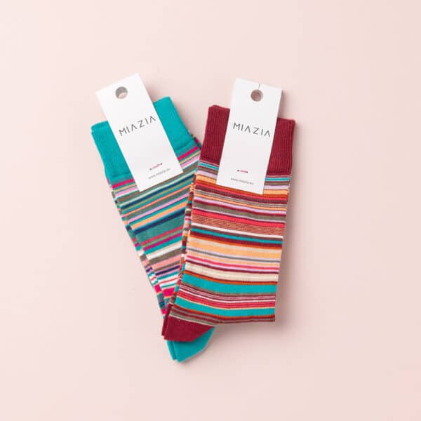 Pack 2 de paires de chaussettes ZIO CLASSIC - turquoise & bordeaux