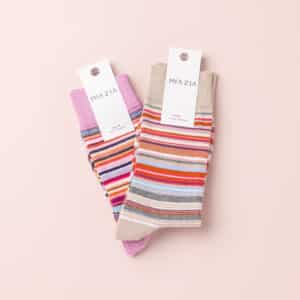 Pack 2 de paires de chaussettes ZIO CLASSIC - rose & beige