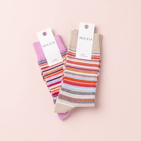Pack 2 de paires de chaussettes ZIO CLASSIC - rose & beige