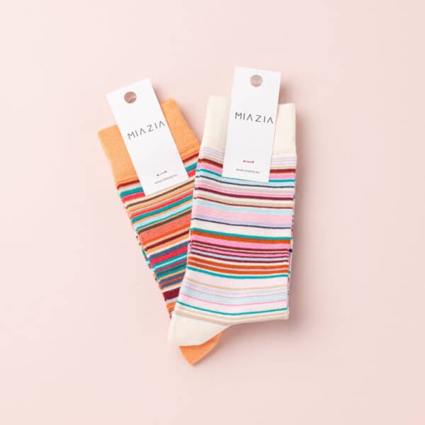Pack 2 de paires de chaussettes ZIO CLASSIC - mandarine & blanc cassé