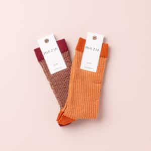 Pack de 2 paires de chaussettes - SAM LUREX  orange & bordeaux
