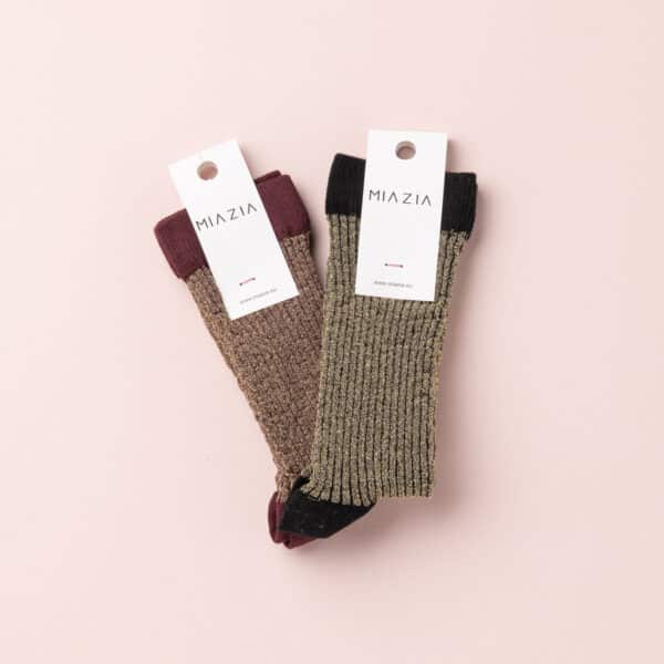Pack de 2 paires de chaussettes - SAM LUREX  noir & brun