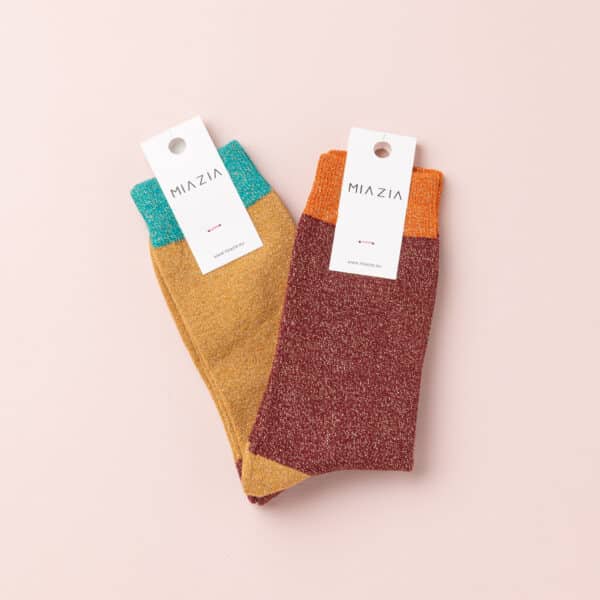 Pack de 2 paires de chaussettes - SUZY curry & bordeaux