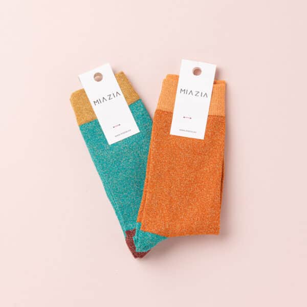 Pack de 2 paires de chaussettes - SUZY vert & orange