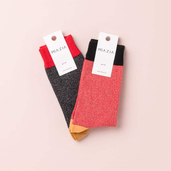 Pack de 2 paires de chaussettes - SUZY noir & rouge