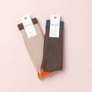 Pack de 2 paires de chaussettes LUI UNI taupe &amp; beige