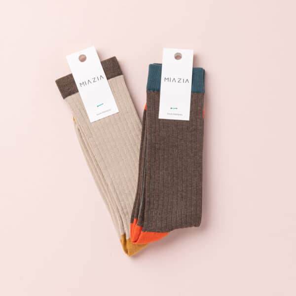 Pack de 2 paires de chaussettes LUI UNI taupe & beige