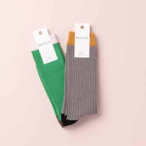 Pack de 2 paires de chaussettes LUI UNI vert &amp; gris